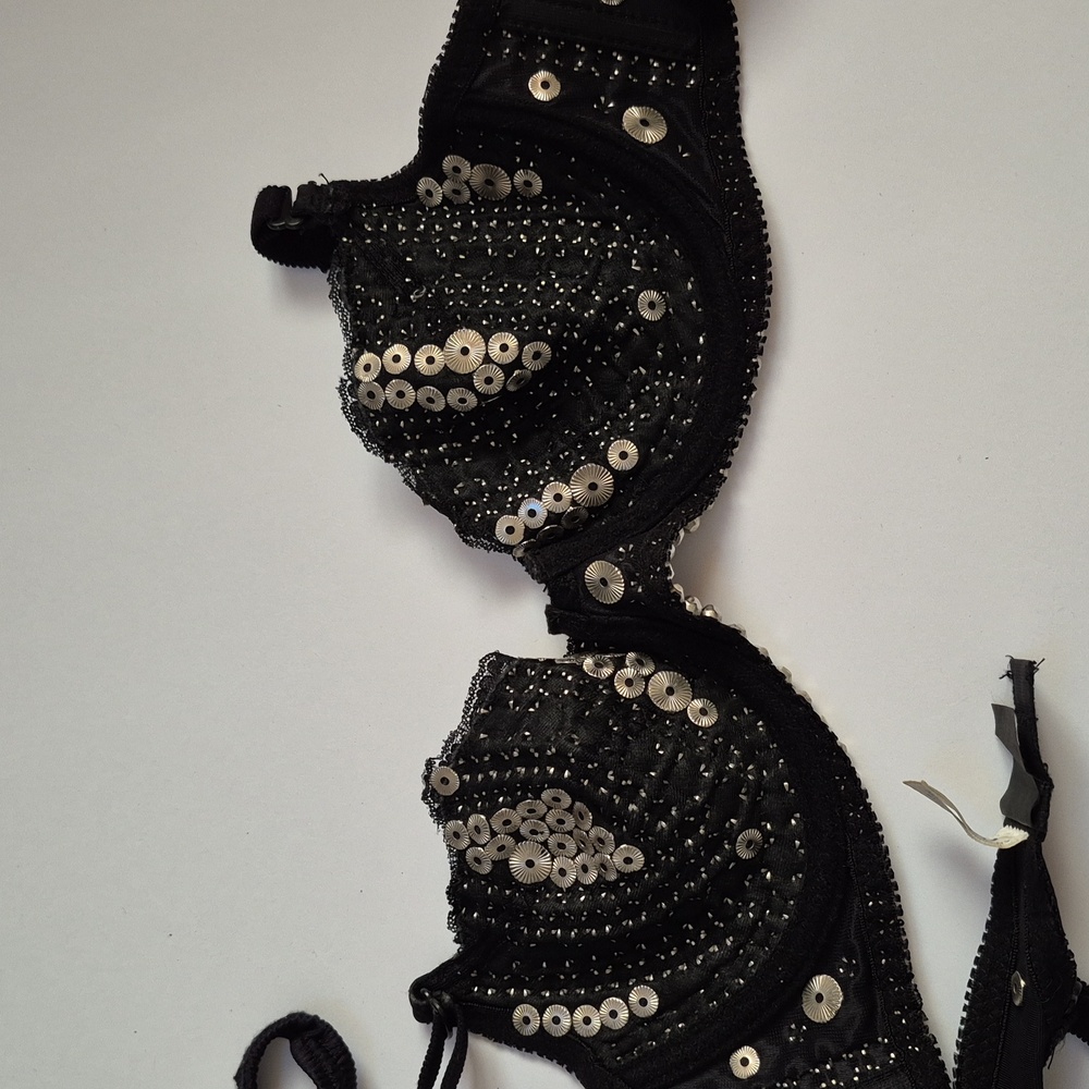 Metal Studded Handmade Vintage Heavy Quality Bra Panties Biker BDSM OOAK Goth - Picture 11 of 14